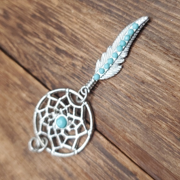 Dreamcatcher bohemian leaf pendant - Picture 1 of 2